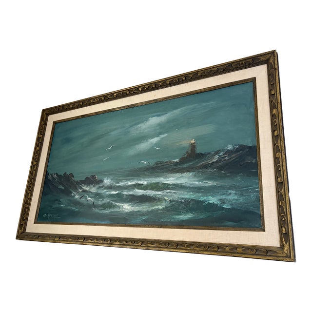 1950s Jose Luis Campuzano Oil on Canvas Large Seascape Painting For Sale