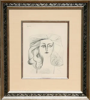 1980s Plate 8 Portrait of Francoise Pochoir After Pablo Picasso