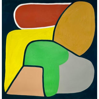 Contemporary Mid-Century Style Modern Shapes Gouache Painting by Sarah Vaaler For Sale