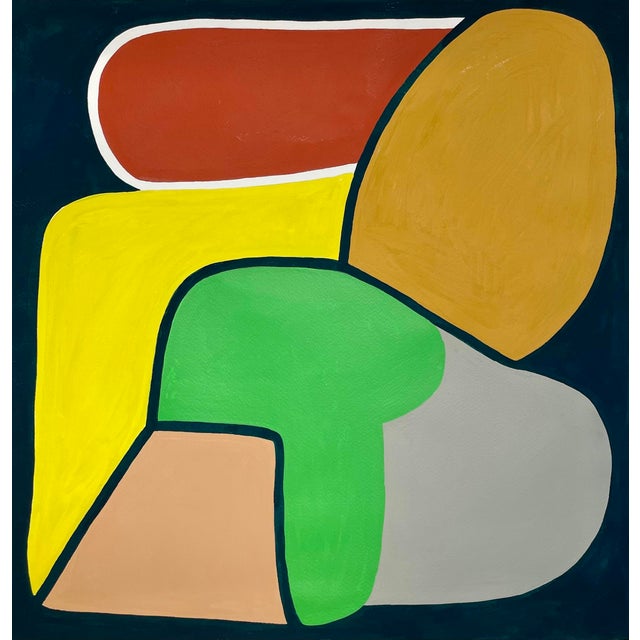Contemporary Mid-Century Style Modern Shapes Gouache Painting by Sarah Vaaler For Sale