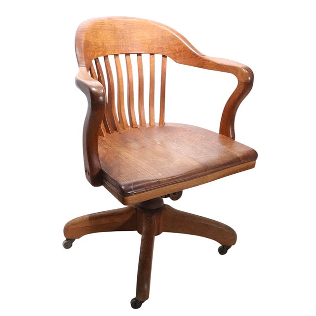 Early 20th Century Vintage Bank of England Jury Style Swivel Tilt Office Desk Chair by Marcy- Morris For Sale - Image 5 of 17