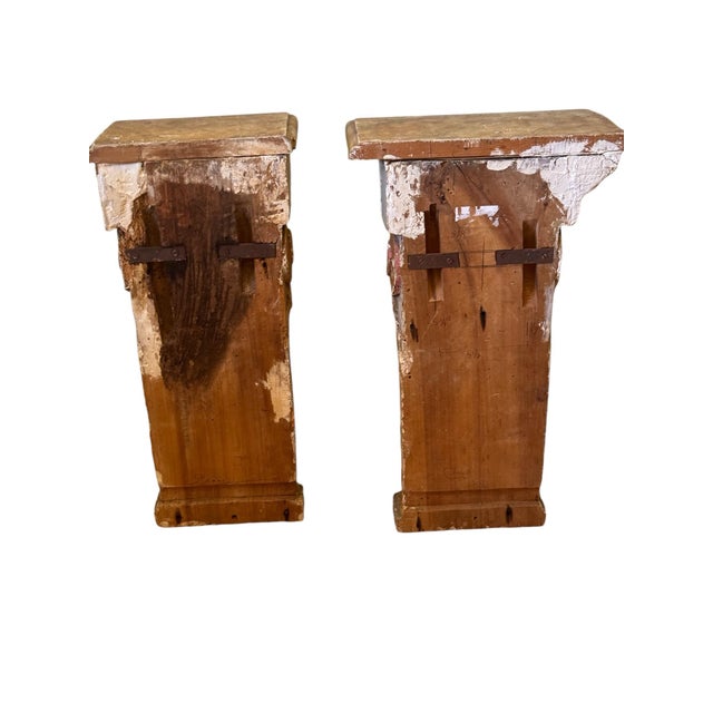 Matching Pair of Italian Painted Brackets With Faux Marble Tops. For Sale - Image 9 of 10