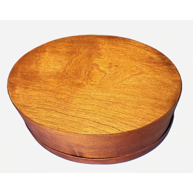 1980's Oval Bentwood Shaker Box, Folk Art Rural Scene, Artist Signed Inez, 11" For Sale - Image 16 of 17