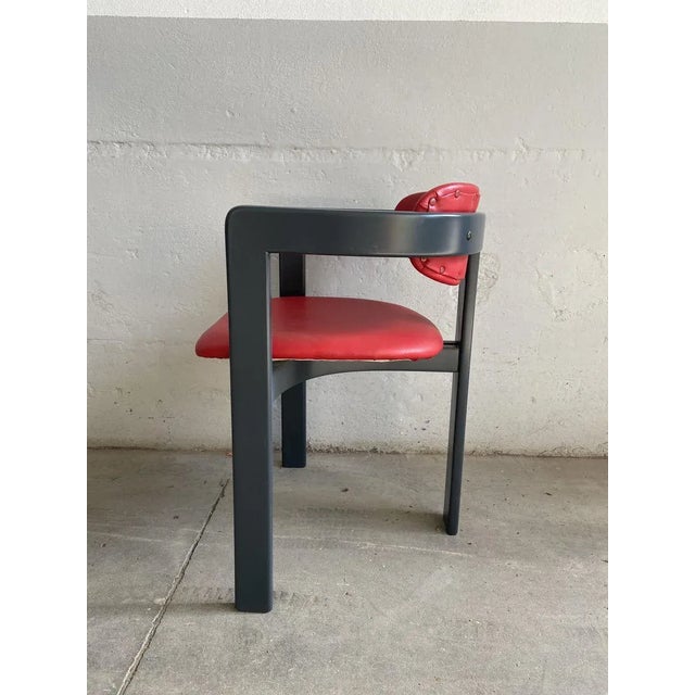 Mid-Century Modern Mid-Century Modern Italian Faux Leather Chair in the style of Augusto Savini For Sale - Image 3 of 12