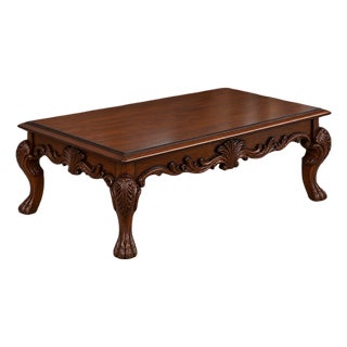 Vintage 3-Piece Carved Mahogany Cocktail & Side Table Set Attributed With Hooker Furniture Seven Seas Collection. For Sale