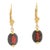 Modern 14k Yellow Gold Oval Garnet Wire Drop Earrings, Pair For Sale