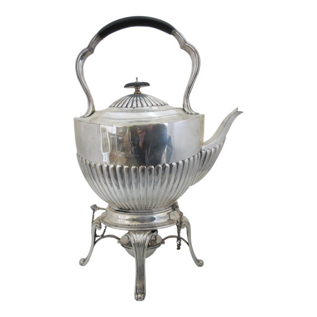 Engraved Hand & Dagger Crest Sterling Silver Teapot Coffee Hot Water Warmer Pot For Sale