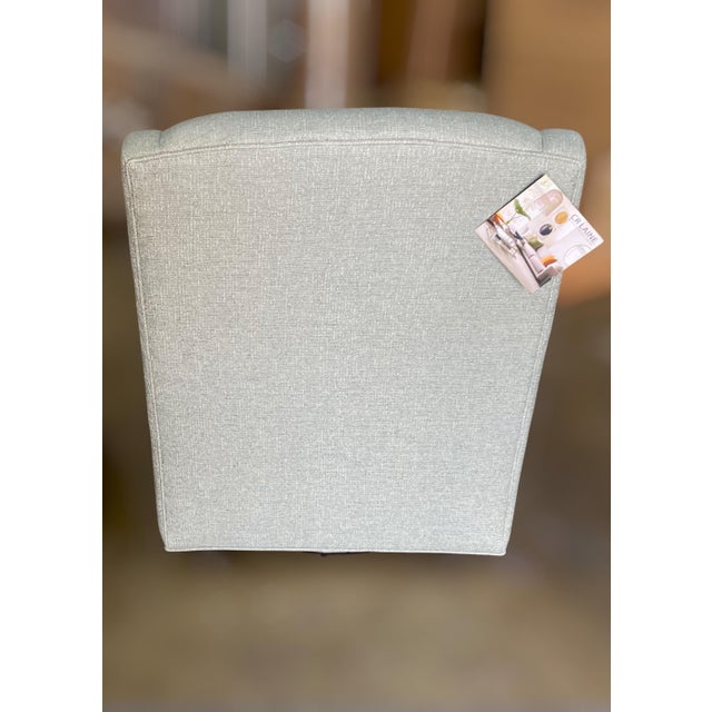 C. R. Laine Kendrick Swivel Chair in Thibaut Everly Spa Blue For Sale - Image 11 of 17