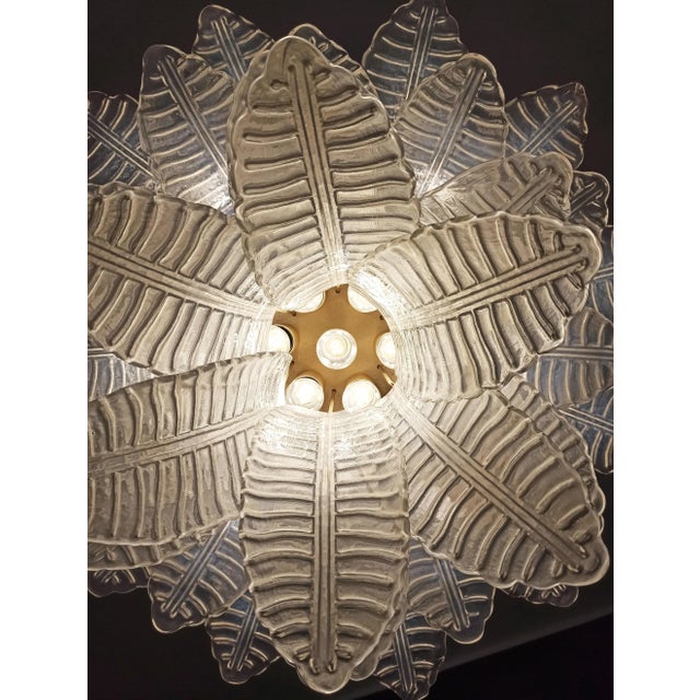 1970s Italian Six-Tier Murano Glass Chandelier with 36 Opaline Palmettes, 1970s For Sale - Image 5 of 18