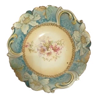 Museum Quality Antique German Art Nouveau Porcelain Centerpiece Bowl, Morning Glory Mold, Saxe-Altenburg c.1906-1920 by Unger & Schilde For Sale