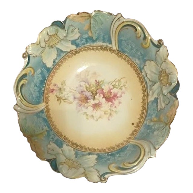 Museum Quality Antique German Art Nouveau Porcelain Centerpiece Bowl, Morning Glory Mold, Saxe-Altenburg c.1906-1920 by Unger & Schilde For Sale