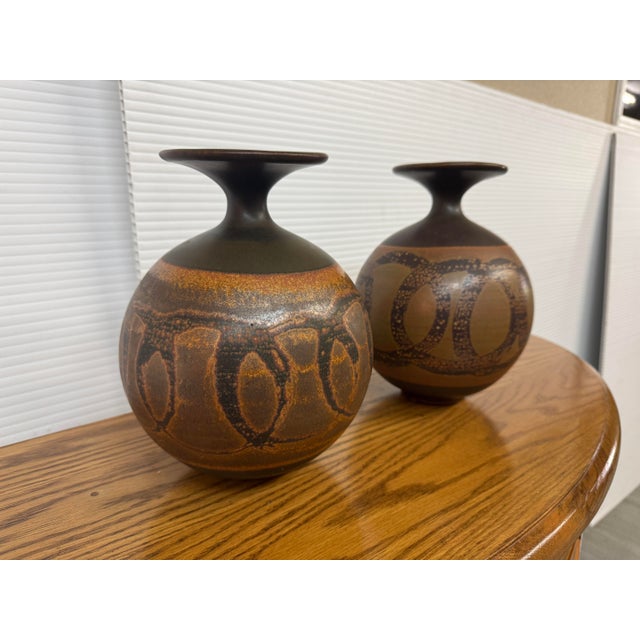 Designs West Stoneware Pottery Spherical Vases, Set of Two For Sale - Image 4 of 12