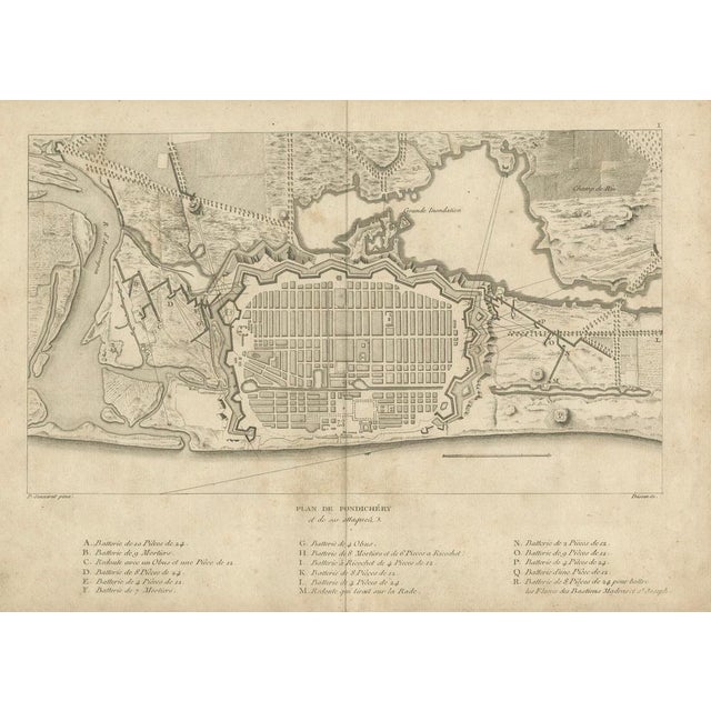 Black Plan of Pondicherry Fortifications and Attacks, 1750 For Sale - Image 8 of 10