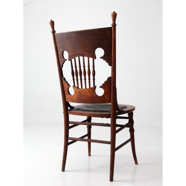 Antique Eastlake Victorian Side Chair With Leather Seat For Sale - Image 15 of 17