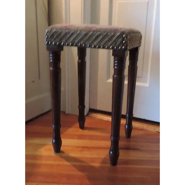 Traditional 19th Century English Regency Mahogany Needlepoint Stool For Sale - Image 3 of 9
