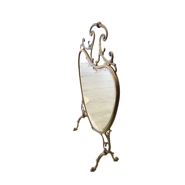 Metal Antique French Rococo Gilt Brass Beveled Table Mirror & Fireplace Screen, C. 1890 For Sale - Image 7 of 7