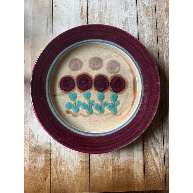 Round ceramic serving platter by D. Lasser ceramics. Red tulip pattern. 15.5" diameter The Red Tulip Platter is a stunning...