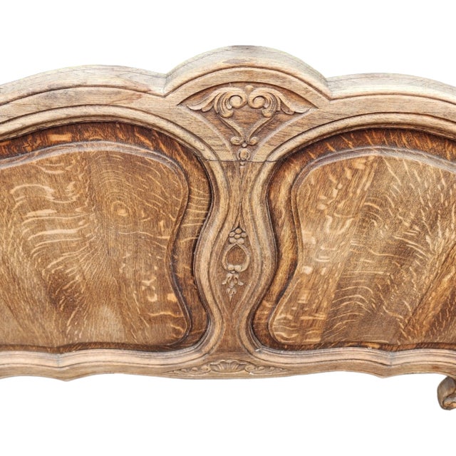 Antique Quartersawn Tiger Oak Victorian Louis XIV Style French Twin