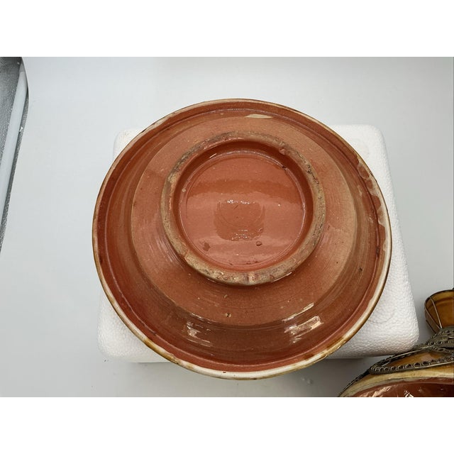1980s Vintage Moroccan Tagine Ceramic Silver Tone Filigree Metal Overlay Ornate For Sale - Image 5 of 10