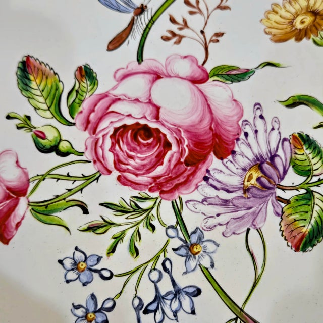 Large French Rococo Hand-Painted Porcelain Bird Cage With Original Floral Tray & Bird For Sale - Image 13 of 17
