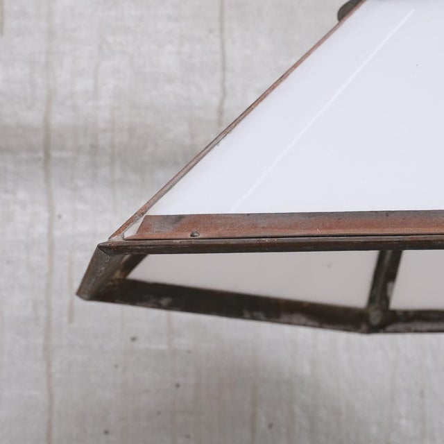 Antique Hexagonal Metro Light Pendant in Opaline For Sale - Image 4 of 10