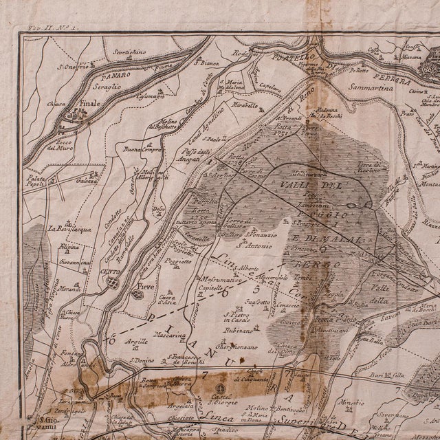 Mid 18th Century Antique Italian Region Map, Framed Cartography, 18th Century, Emilia Romagna For Sale - Image 5 of 12