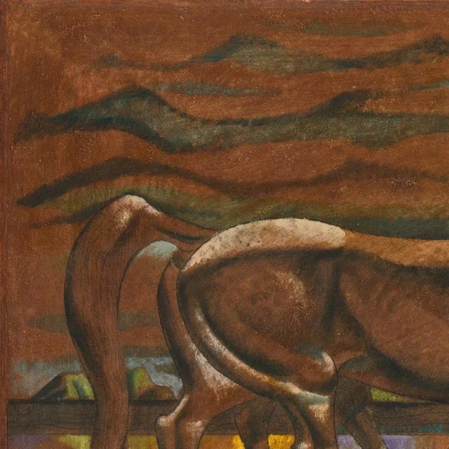 Wood 'Mare and Foal' by Leon D'Usseau, Equestrian Modernist Oil, Chouinard, Los Angeles County Museum of Art, Metropolitan Museum For Sale - Image 7 of 12