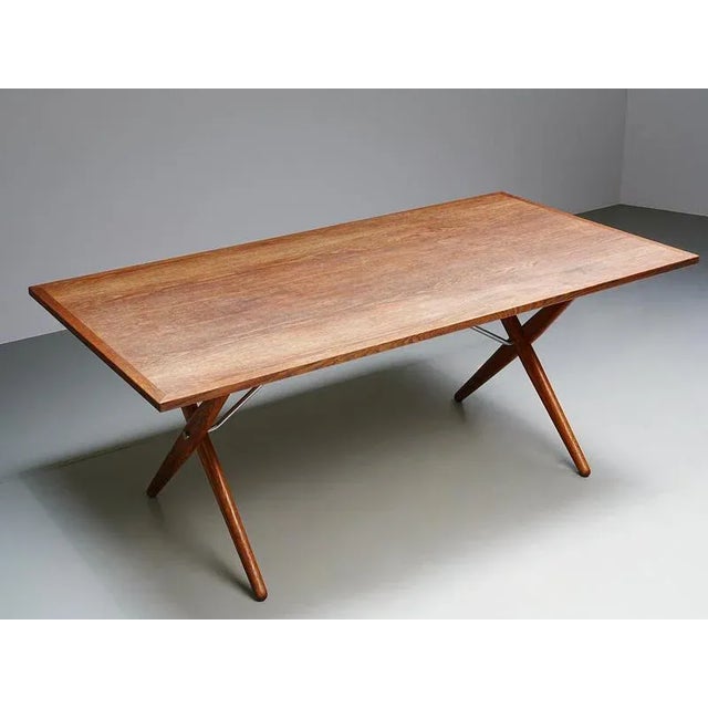 Model 303 Dining Table in Oak and Metal by Hans J. Wegner attributed to Andreas Tuck, Denmark, 1950s For Sale - Image 15 of 16