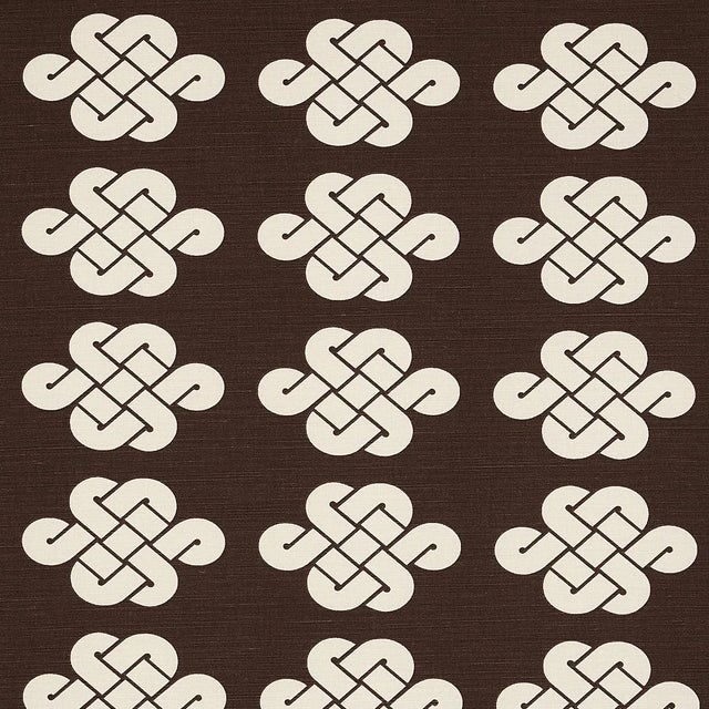 Schumacher Sample - Schumacher Penelope Knot Fabric in Brown For Sale - Image 4 of 4