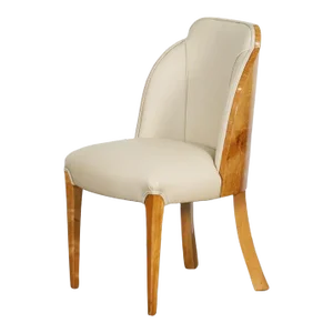 Art Deco Chair of Burled Walnut and Leather Attributed to Harry and Lou Epstein