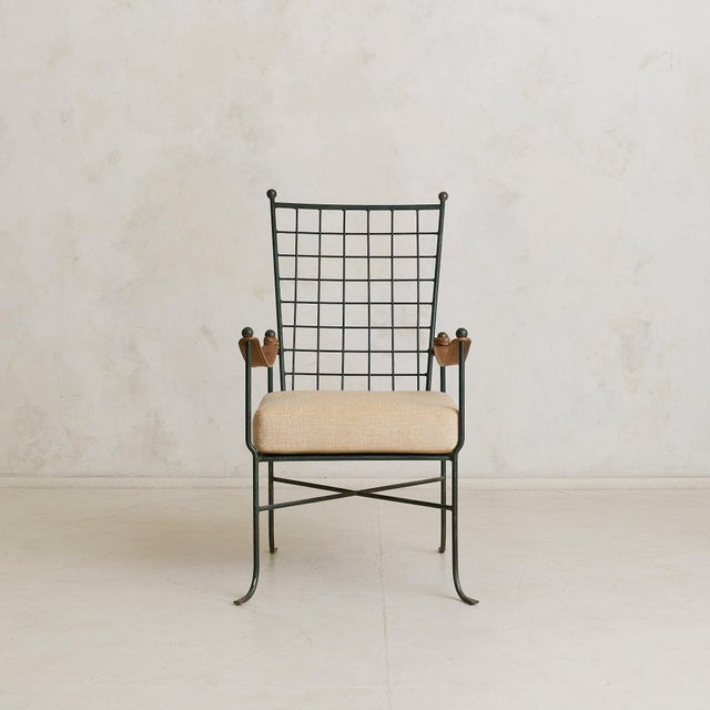 Italian Verdigris Iron Armchair with Ottoman, 1950s For Sale - Image 4 of 11