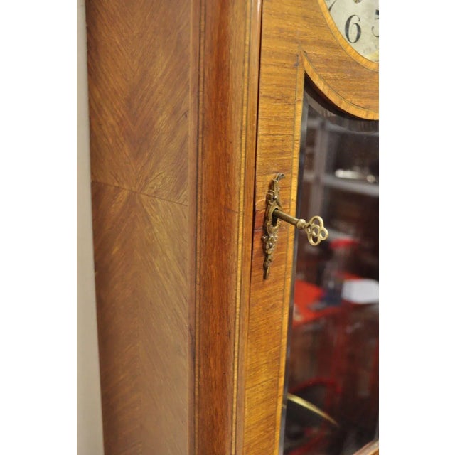 Brown Antique German Inlaid French Style Box Wall Clock 8 Day With Westminster Chime For Sale - Image 8 of 11