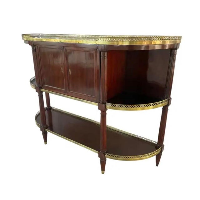 French Mahogany Buffet With Marble Top and Brass Gallery For Sale - Image 4 of 17