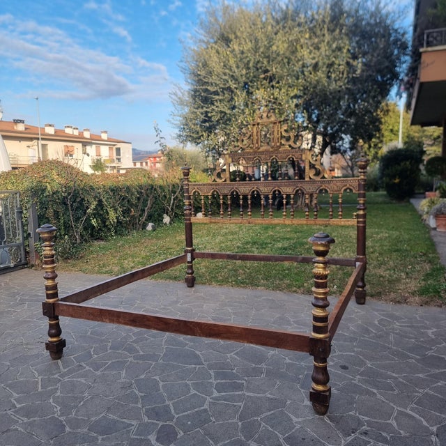Baroque Antique Walnut Bed with Gilding, 1650 For Sale - Image 3 of 17
