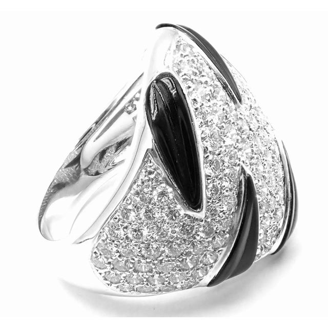Cartier Panther Panthere Claw 18k White Gold Diamond Onyx Ring Size 53 Details: Metal: 18k White Gold Width: 20mm Weight:...
