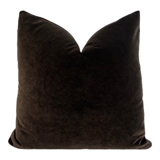 Brown 20x20 Velvet Throw Pillow With Feather Down Insert For Sale