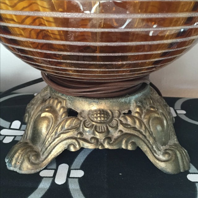 1970s Vintage Lamp With Amber Glass Details For Sale - Image 5 of 7