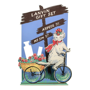Lanvin Paris Arpege/ My Sin Gift Set Advert Sign W/ Cat on Bicycle