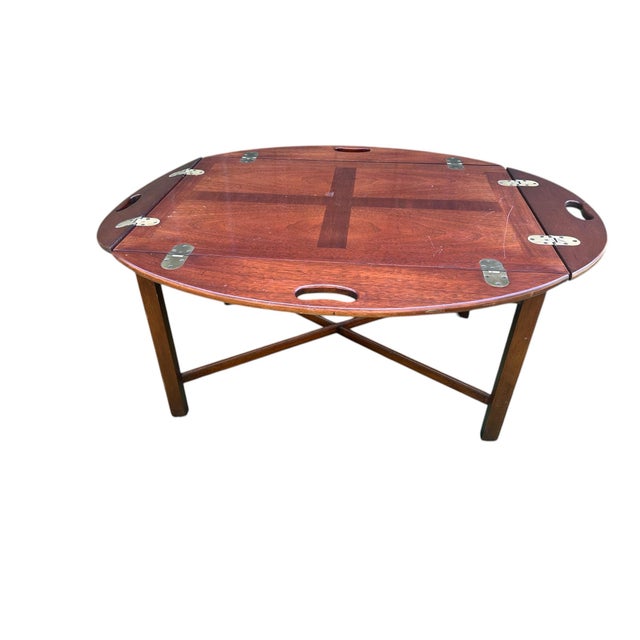 Traditional Mid-20th Century Attributed to Henkel Harris Butler Coffee or Occasional Table in Solid Cherry For Sale - Image 3 of 9