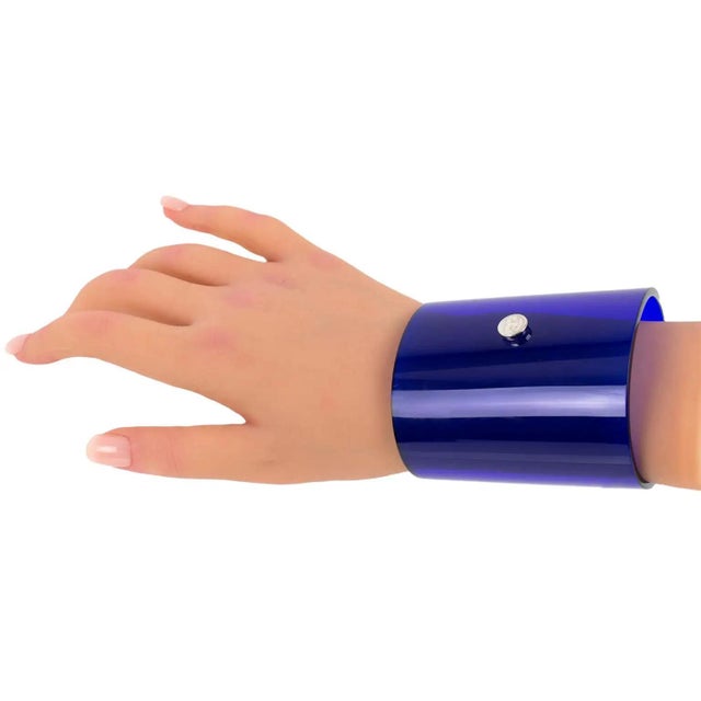 This stunning Courreges Paris Lucite or acrylic resin bangle bracelet features an important cuff design in a transparent...