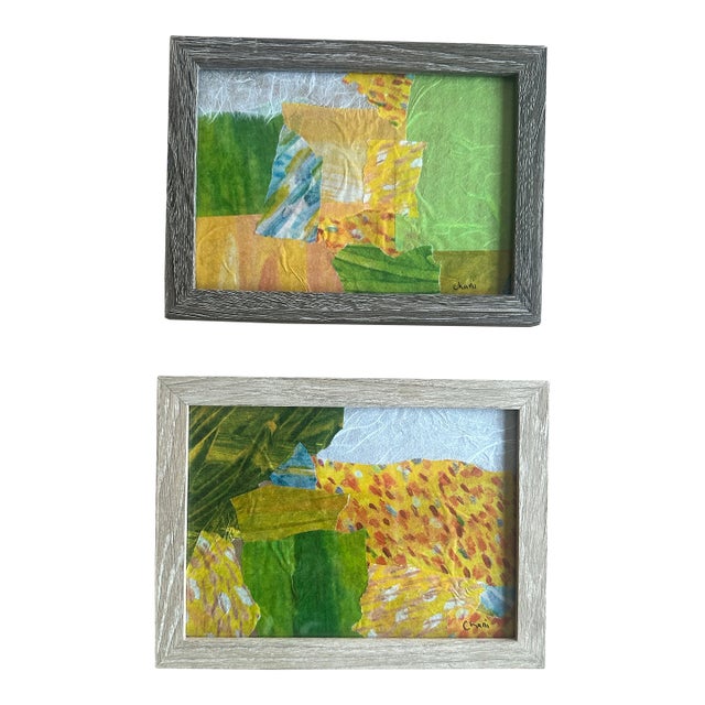 Framed Abstract Collage Diptych by Chani MacKay For Sale