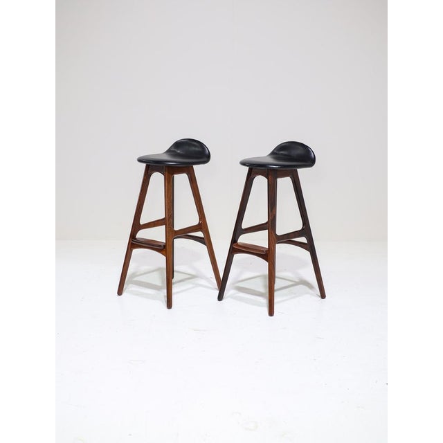 A set of two od-61 bar stools designed by erik buch for oddense maskinsnedkeri (o.d. Møbler), denmark, 1960s. These stools...