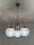 Art Deco 3-Armed Chandelier with Blue Glass Shades, Europe, 1930s For Sale - Image 4 of 11