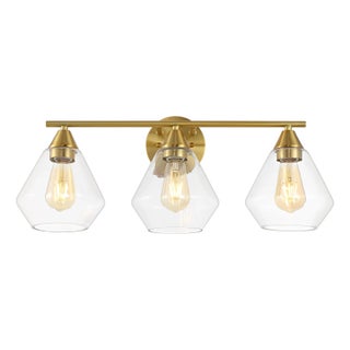 Amani 3-Light 23.75" Wall Sconce in Brass/Clear For Sale