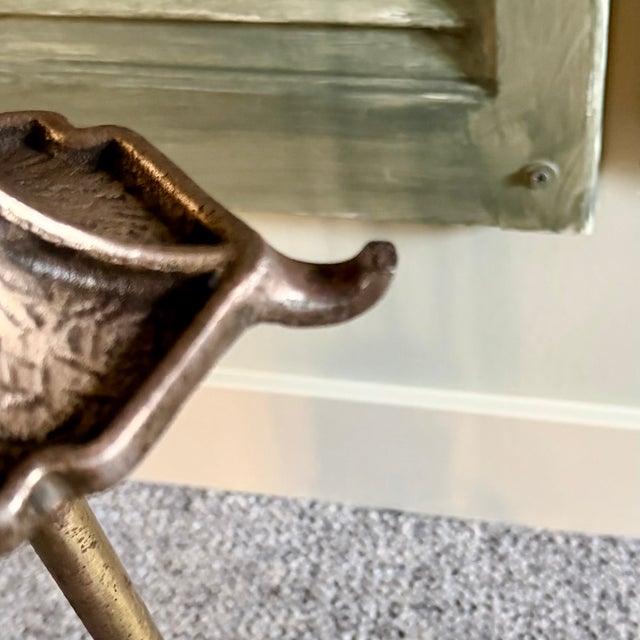 Late 19th Century Sheffield Pullman Antique Tudor Rose Fireplace Andirons, Tools & Rack For Sale - Image 5 of 14