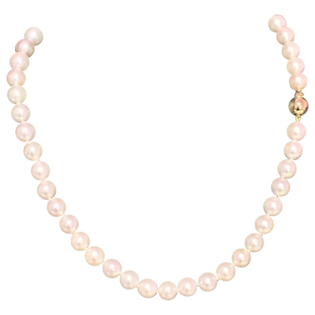 2010s Akoya Pearl Necklace 14k Yellow Gold Certified For Sale - Image 5 of 8
