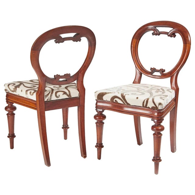 Set of Antique Victorian Mahogany Balloon Back Chairs For Sale - Image 5 of 5