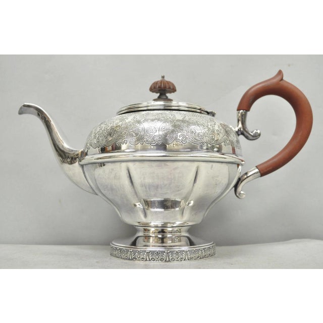 Vintage Sheffield Acanthus Pattern Silver Plated Coffee Teapot Tea Kettle. Circa Mid 20th Century. Measurements: 7.5" H x...