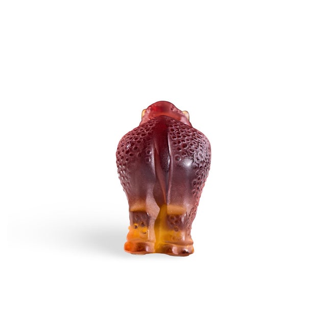 Amber Lalique French Crystal Amber Rhino Sculpture For Sale - Image 8 of 9