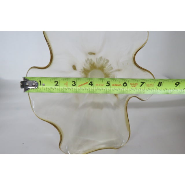 Mid Century Modern Organic Yellow Art Glass Ruffled Rim Handkerchief Vase 4768b For Sale - Image 12 of 15